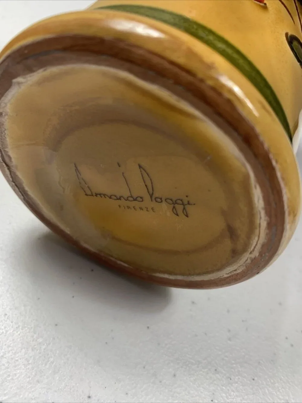 Armando Poggi Firenze Hand Painted, Oil & Vinegar Cruet & Stoppers, Italian